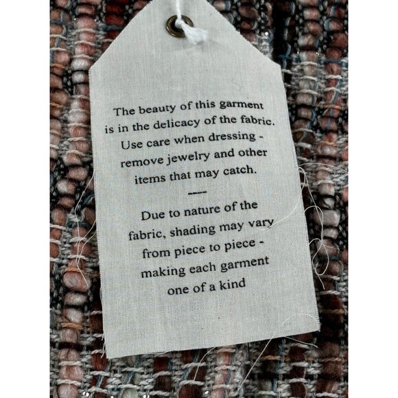 Ett Twa Anthropologie Petites XSP Fringe Hem Plaid Jacket Boho Tweed - Picture 7 of 11